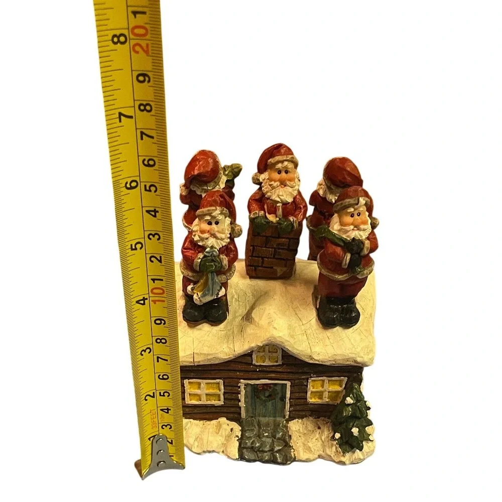 Christmas Santa Spreader Set with Cabin Display Base 5 Piece Holiday Decor